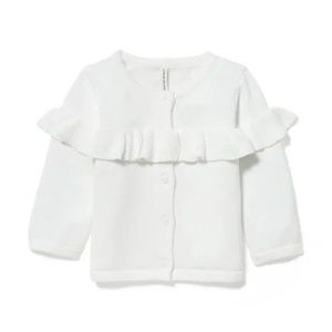 Janie and Jack White Ruffle Cardigan 3-6M and 6-12M